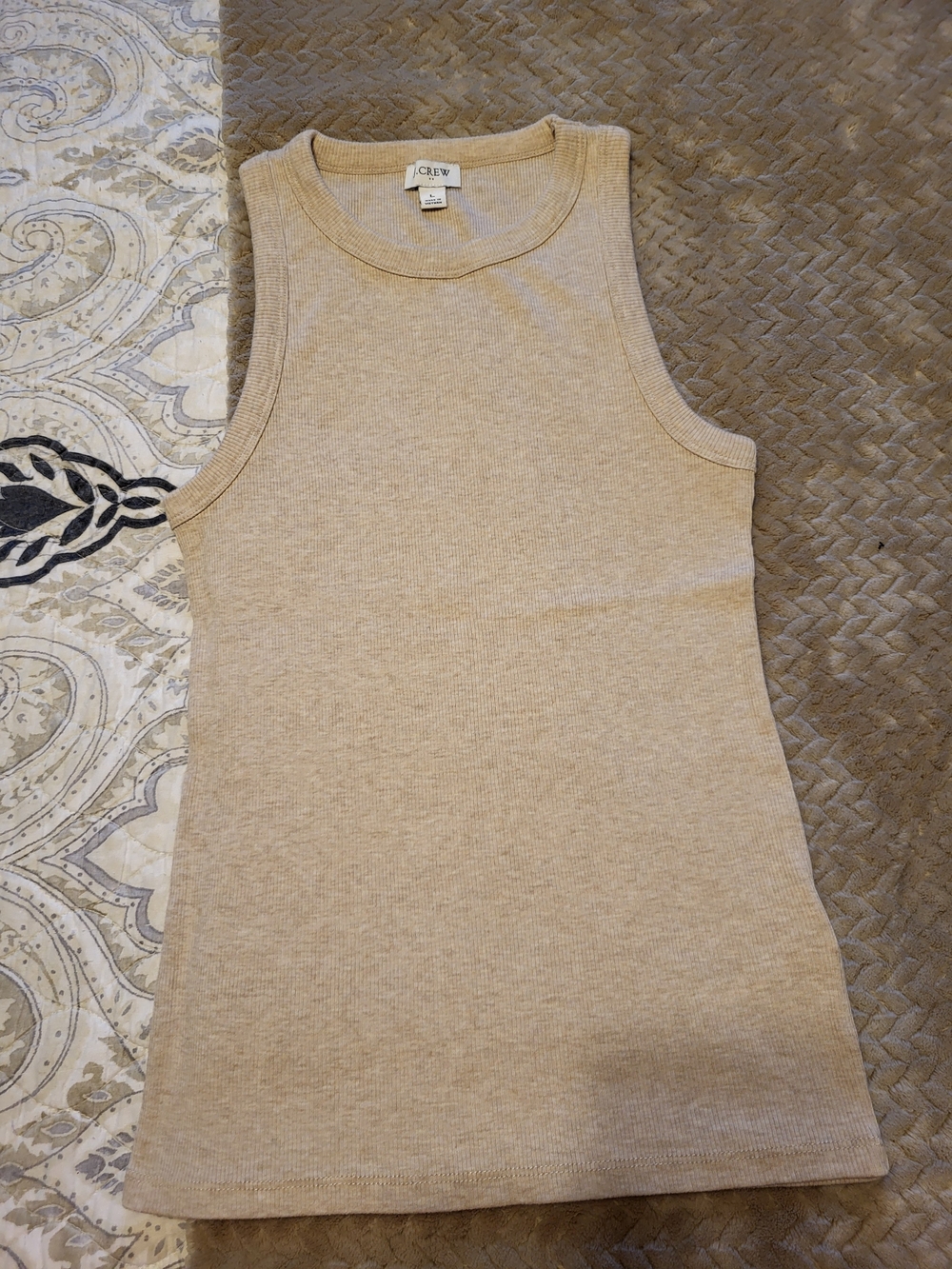 J. Crew Ribbed Tank Top in Beige
